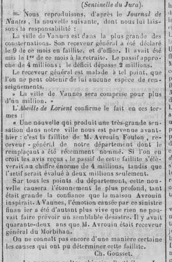 1858 Avrouin Foulon faillite Journal de Toulouse
