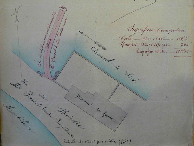 Plan des Ponts et Chaussées datant de 1897 représentant la cale de lîle de Boëdic