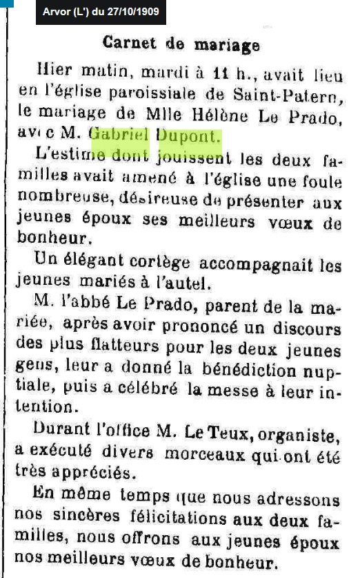 1909 01 mariage Le Prado x Dupont