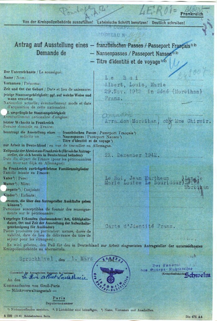 1943 LE ROI passeport