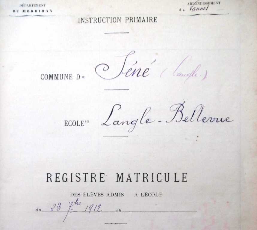 1912 Bellevue Langle Registre