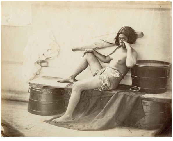 1870 fatu hiva femme à bord du bateau