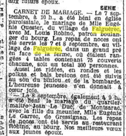 1926 09 16 Séné mariage robino