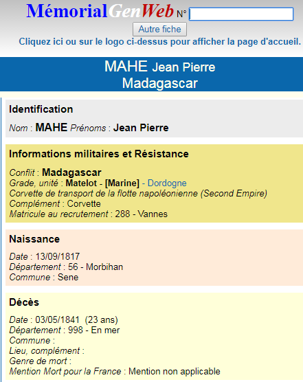 1841 MAHE Jean Pierre Le Dordogne