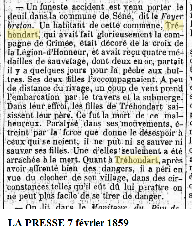 1859 TREHONDART noyade Séné