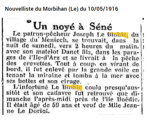 1916 LE BLOHIC noyé