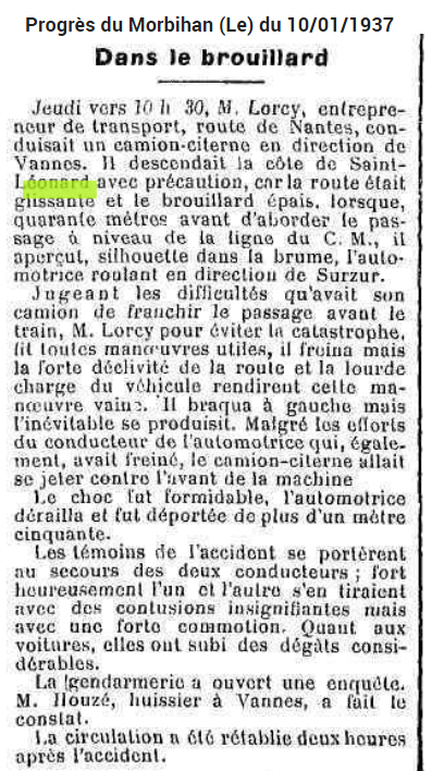 1937 Lorcy accident Train St Léonard