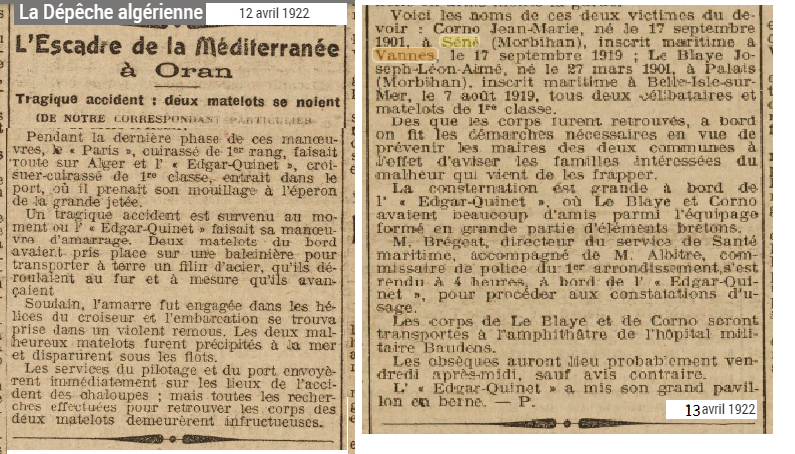 1922 04 Oran Corno deces