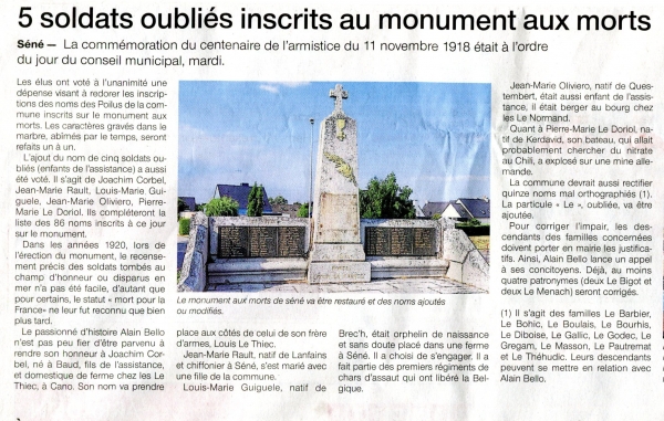2018-07 Cinq soldats oubliés inscrits au monument aux morts : j&#039;avais raison !